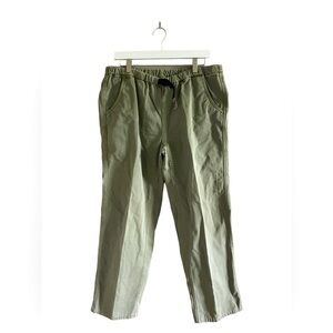 Gramicci Belted Climbing Pants Hiking Relaxed Casual 100% Cotton Olive Green L